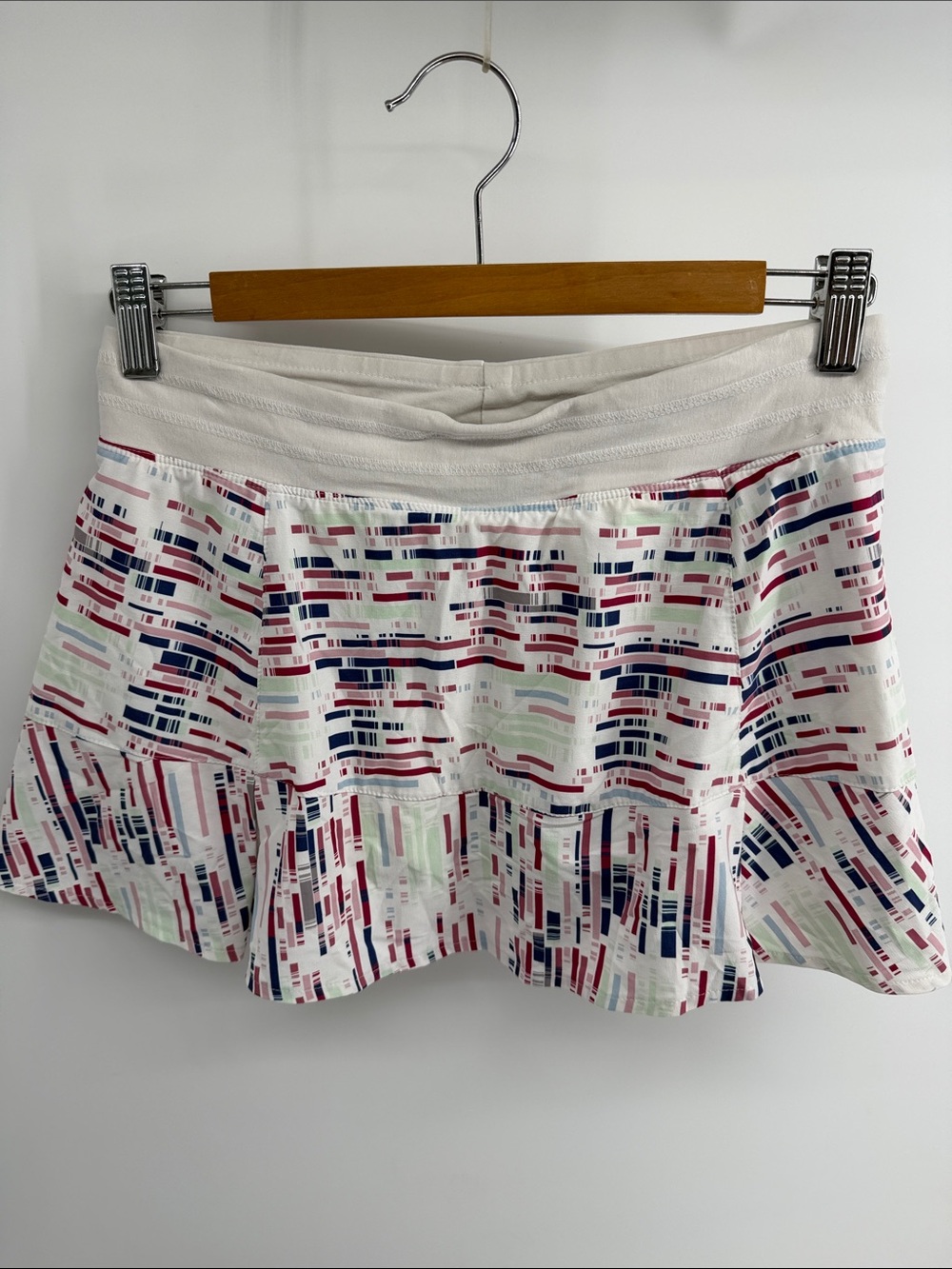 TASC Performance athletic printed ruffle edge lined pull on mini skort sz XS